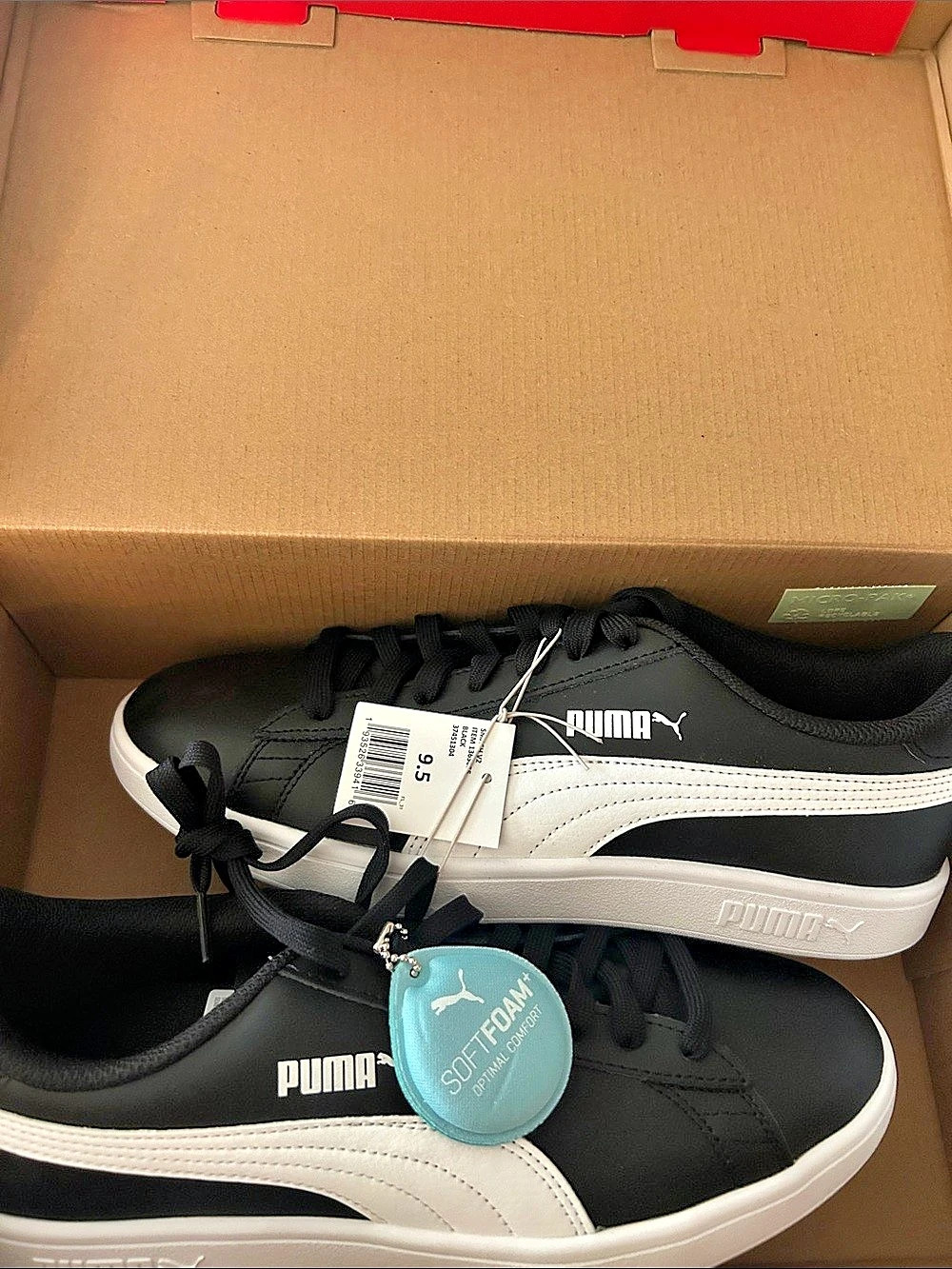 PUMA Smash v2 L Black & White Sneakers US 9.5